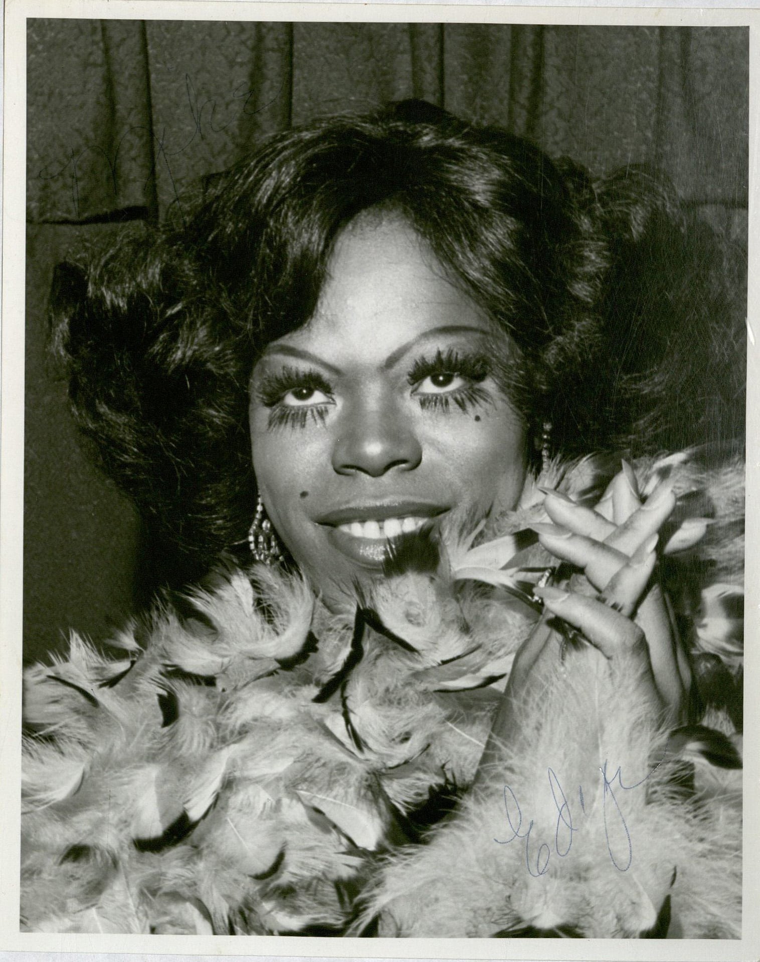 Signed photo of Edye Gregory, one of the first Black Drag Queens to perform at the Jewel Box in Kansas City