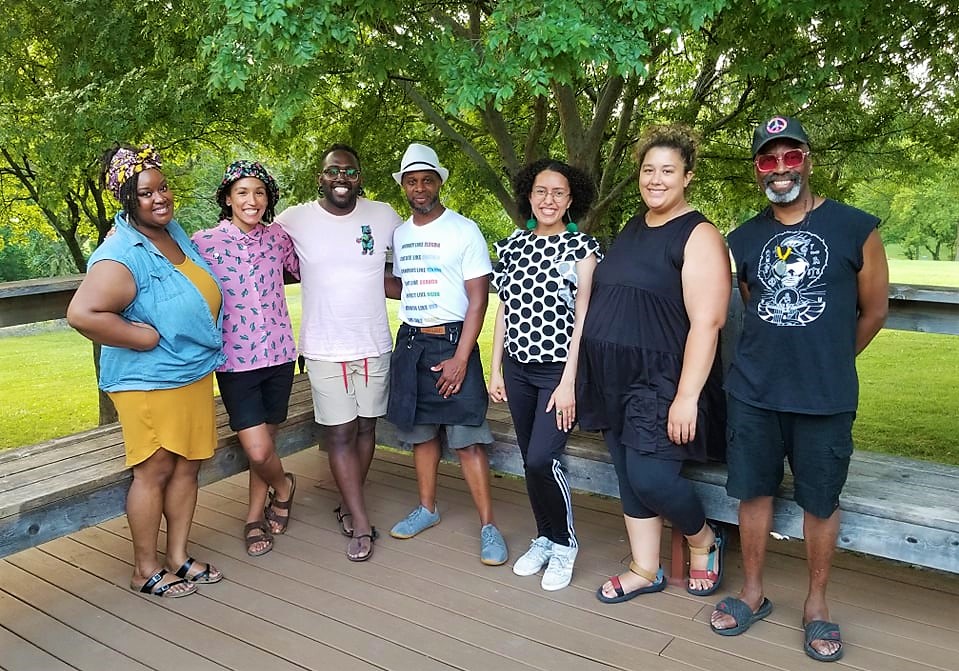 a group of people outdoors at a park