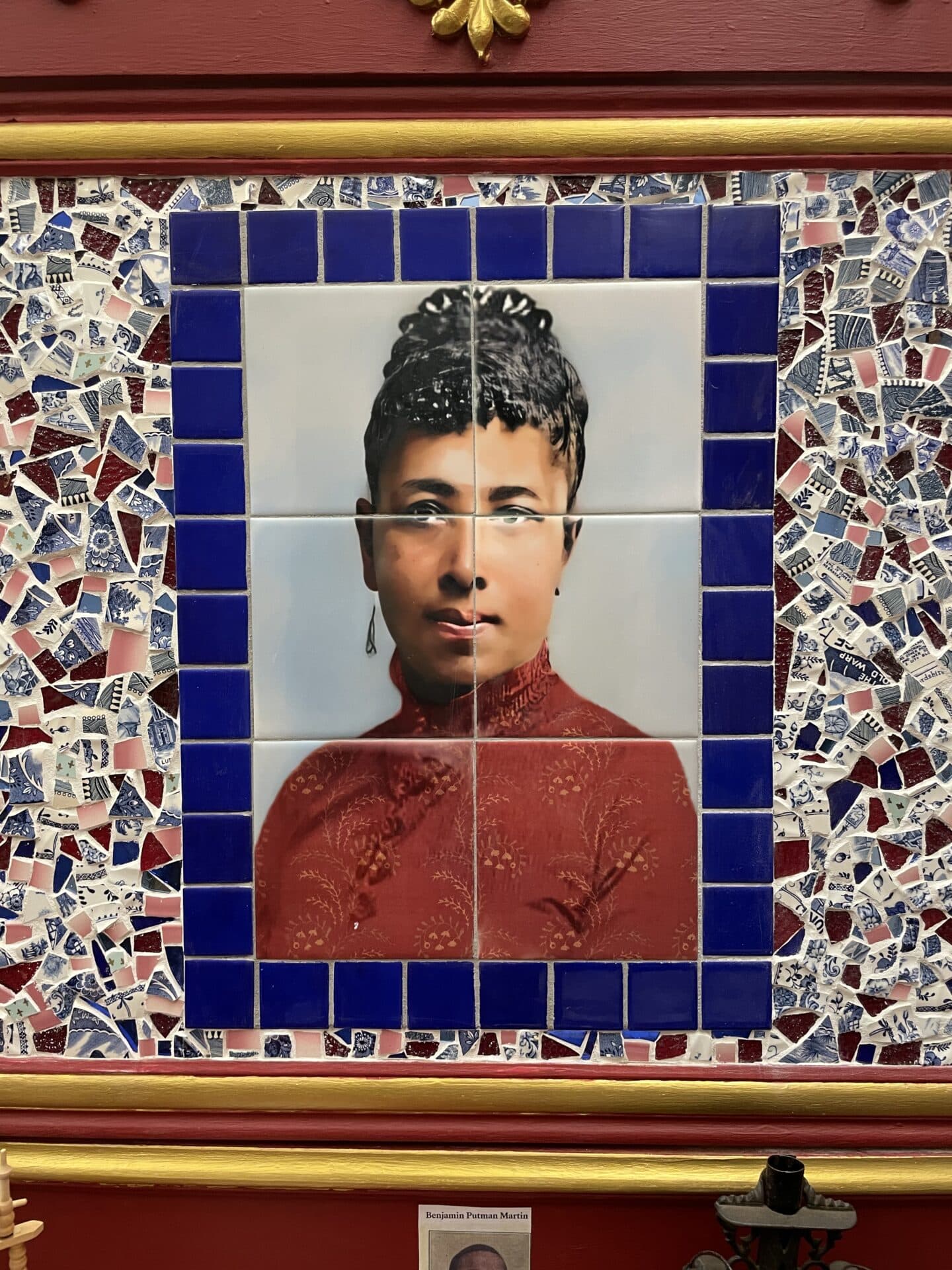 An mosaic of a photo of a woman