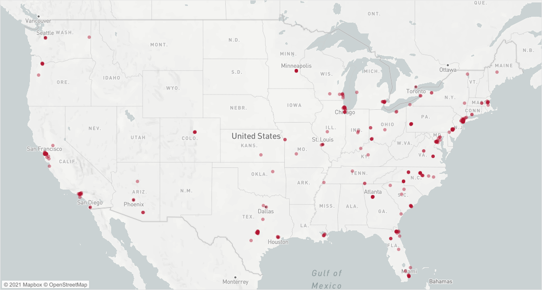 map of USA.